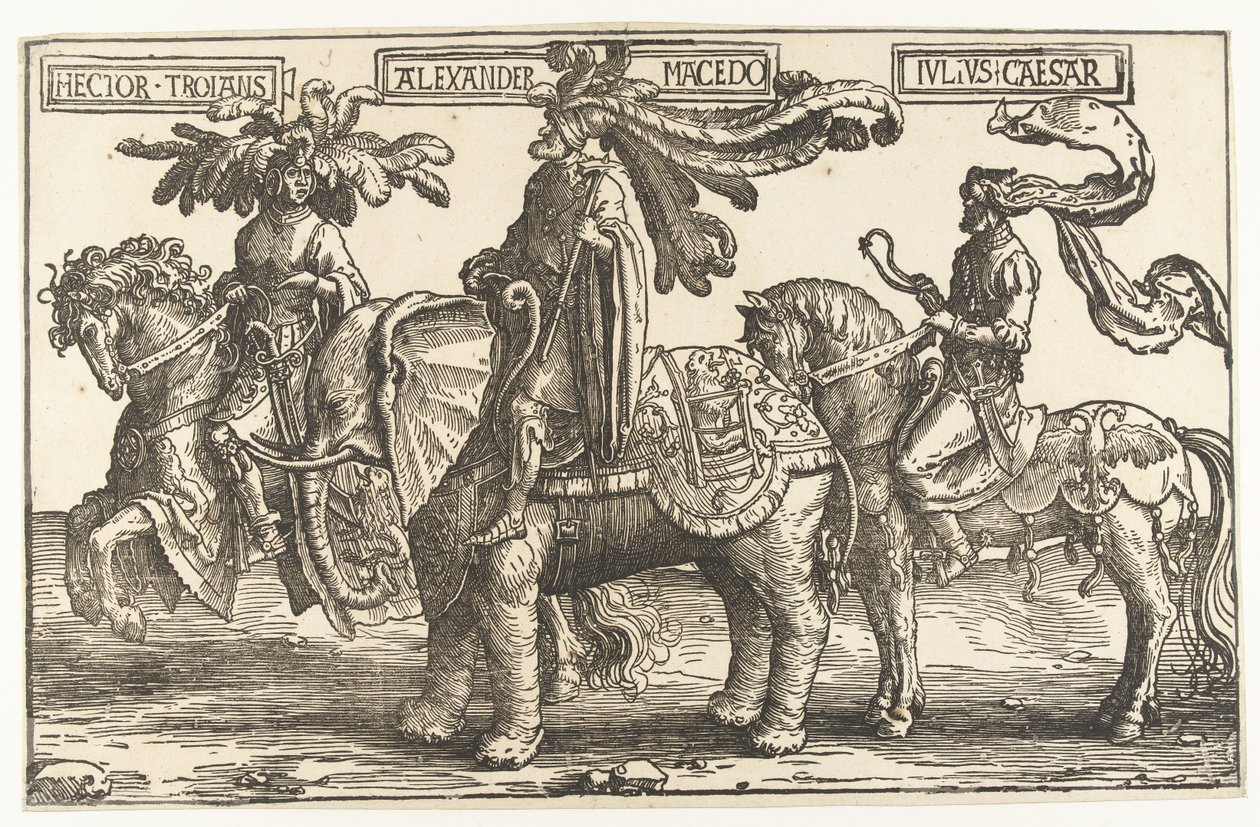 The Heroes Hector of Troy, Alexander the Great, and Julius Caesar by Lucas van Leyden