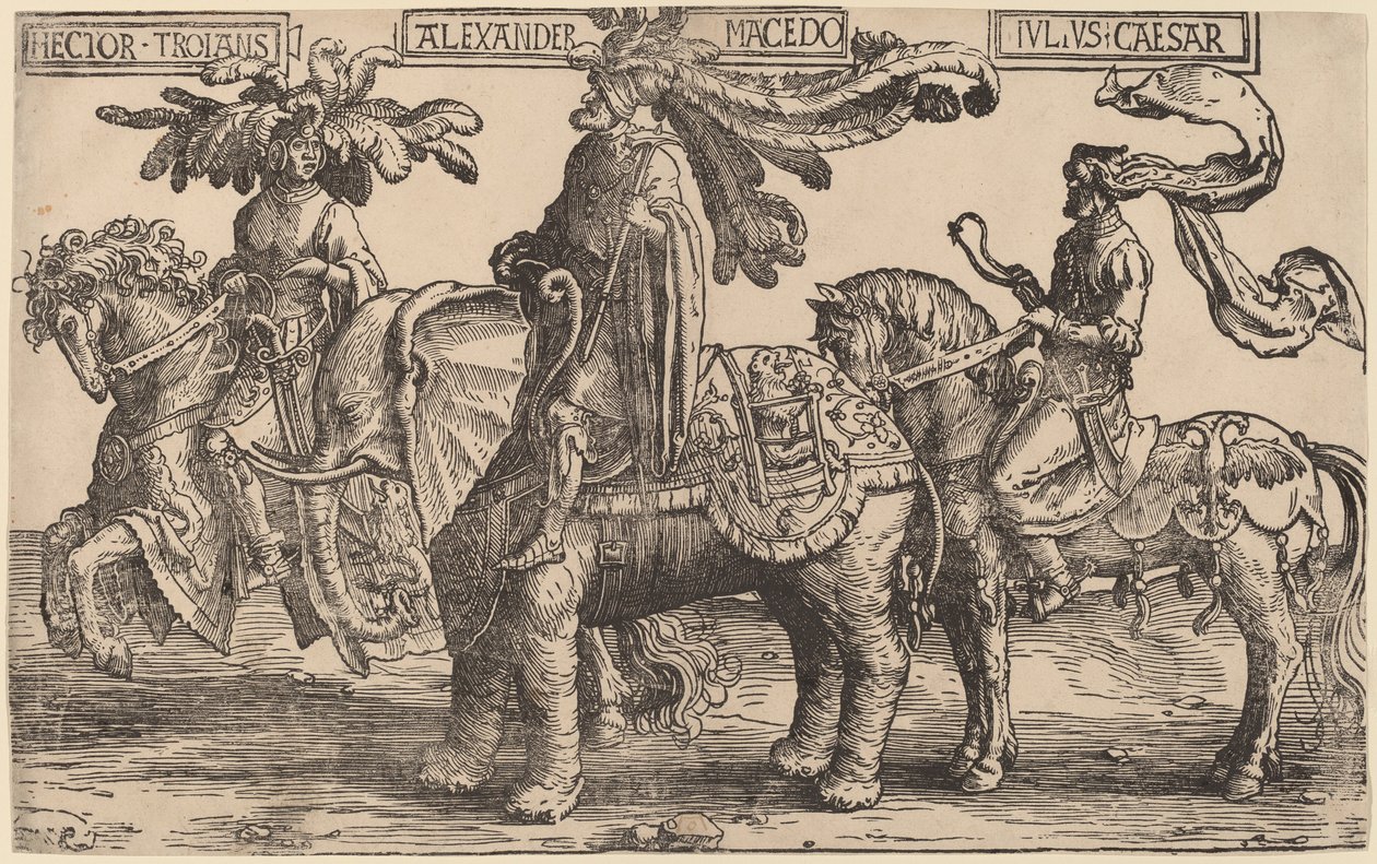 Hector of Troy, Alexander of Macedon, Julius Caesar by Lucas van Leyden