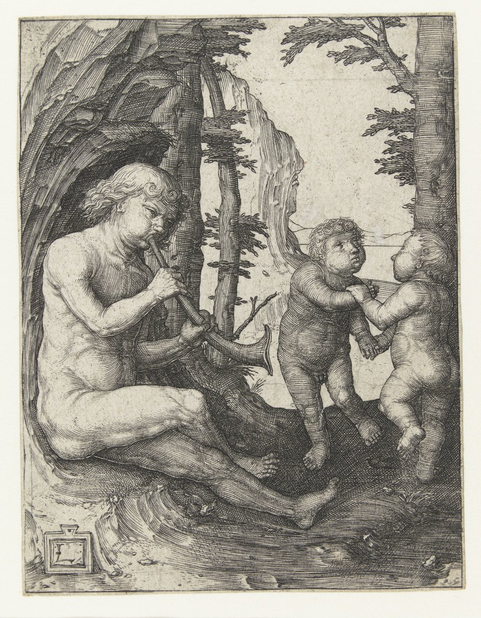 Boy with Wind Instrument by Lucas van Leyden
