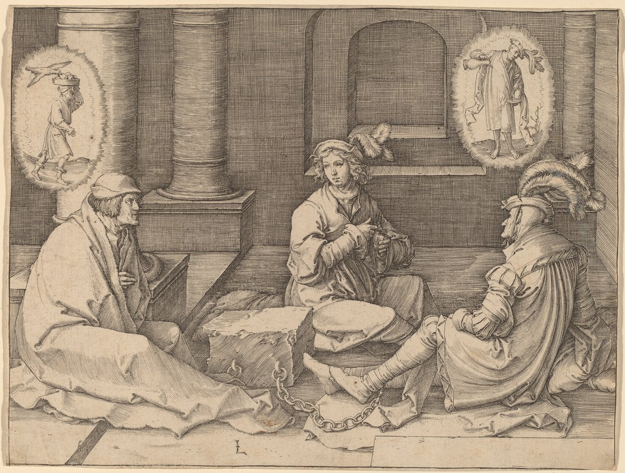Joseph Interprets the Dreams in Prison by Lucas van Leyden
