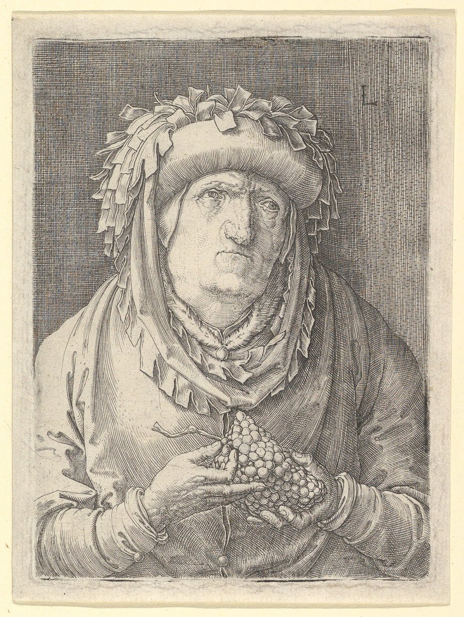 Old Woman With Grapes by Lucas van Leyden