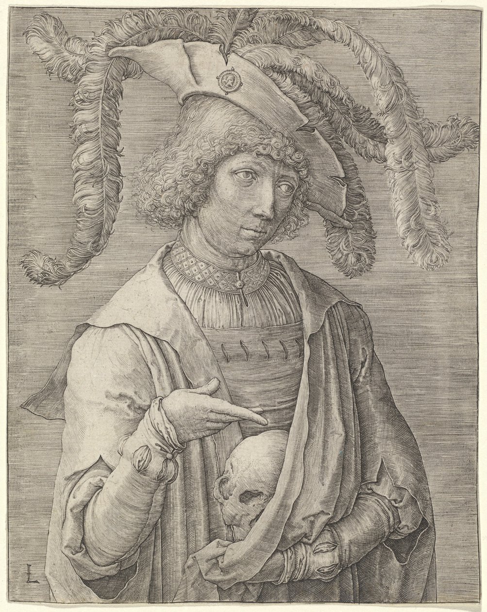 Portrait of a Young Man with a Skull by Lucas van Leyden