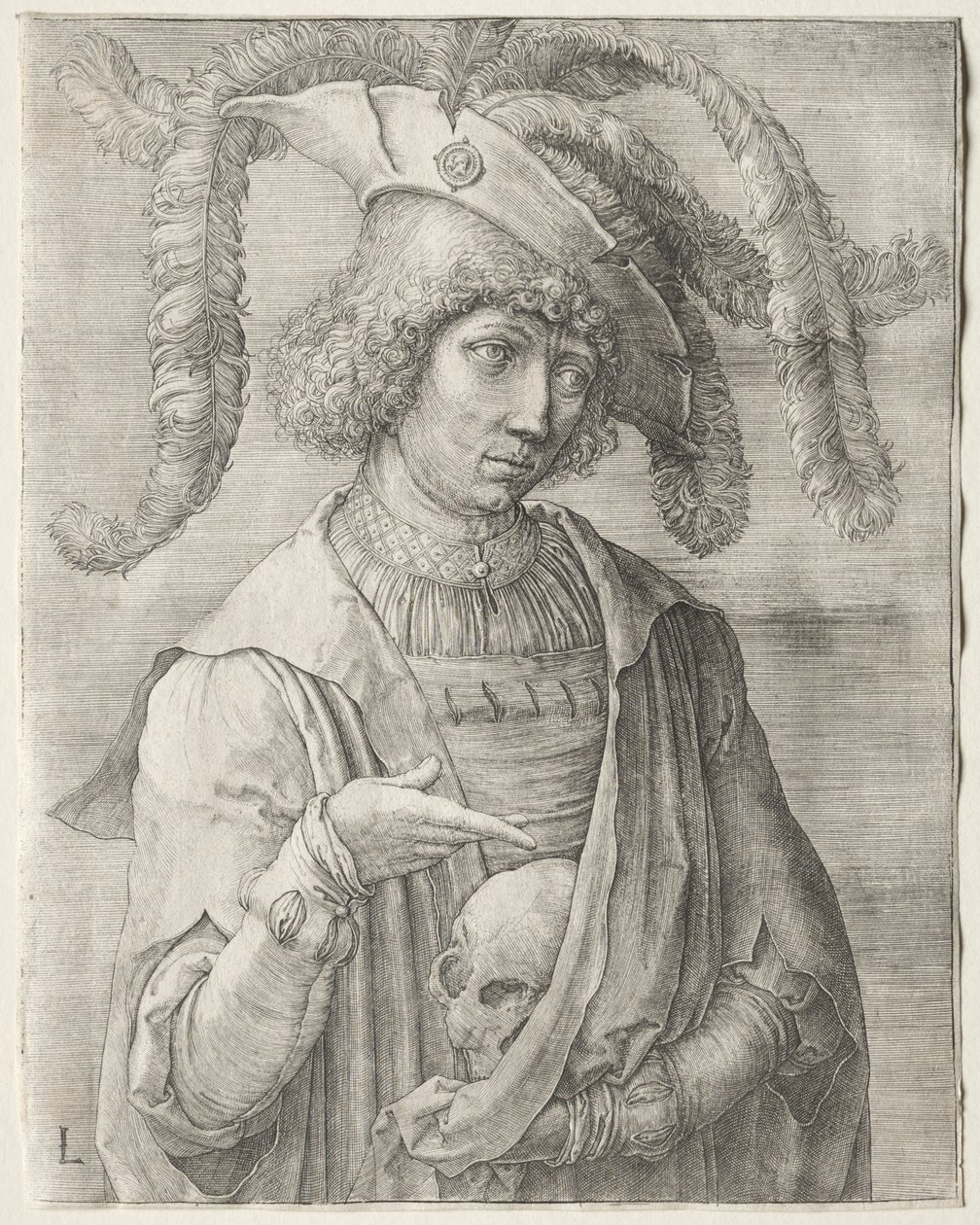 Portrait of a Young Man with a Skull, c. 1519 by Lucas van Leyden