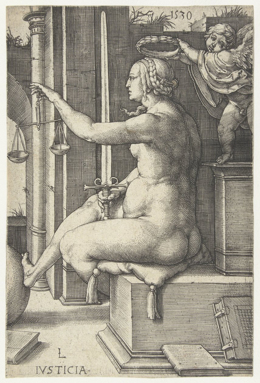 Justice (title on object) Seven Virtues (series title) by Lucas van Leyden