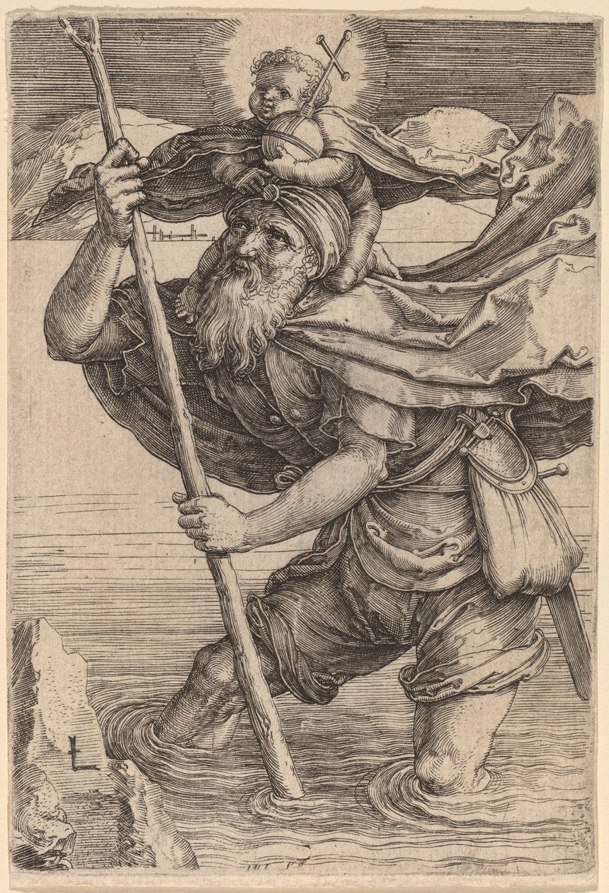Saint Christopher Carrying the Infant Christ by Lucas van Leyden