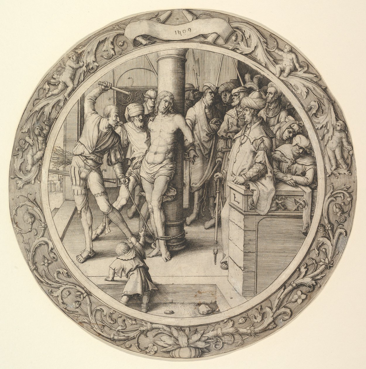 The Flagellation, from the Circular Passion by Lucas van Leyden