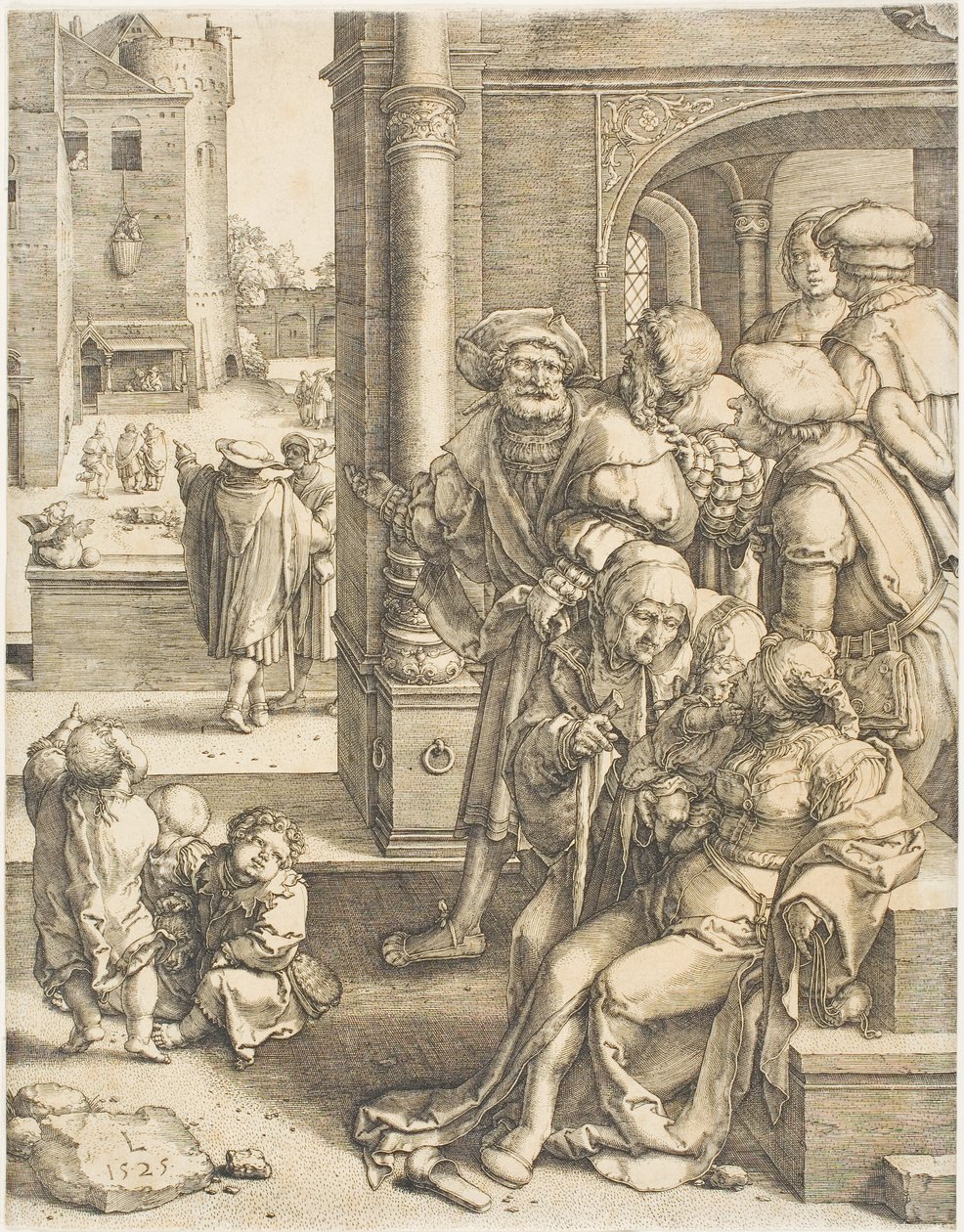 The Poet Virgil Suspended in a Basket by Lucas van Leyden