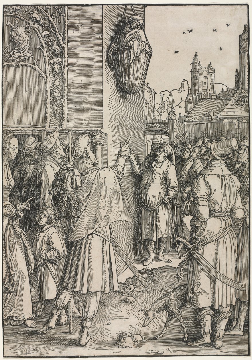 The Power of Women: The Poet Virgil Suspended in a Basket by Lucas van Leyden