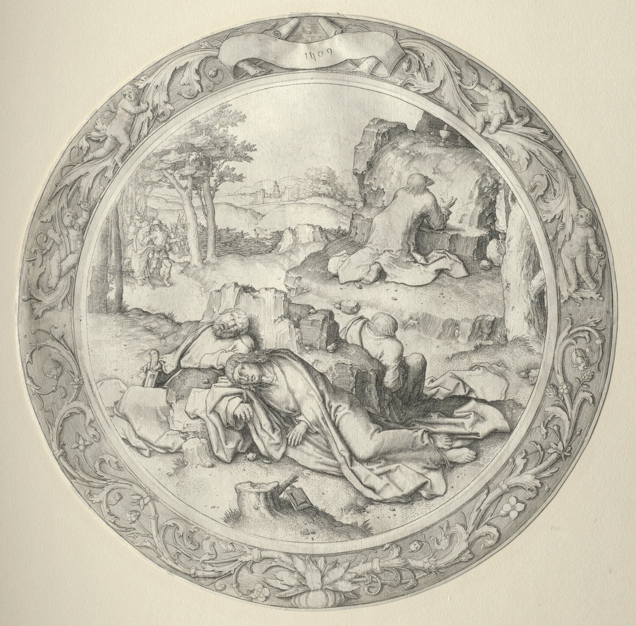 The Round Passion: Christ in Gethsemane (Agony in the Garden) by Lucas van Leyden