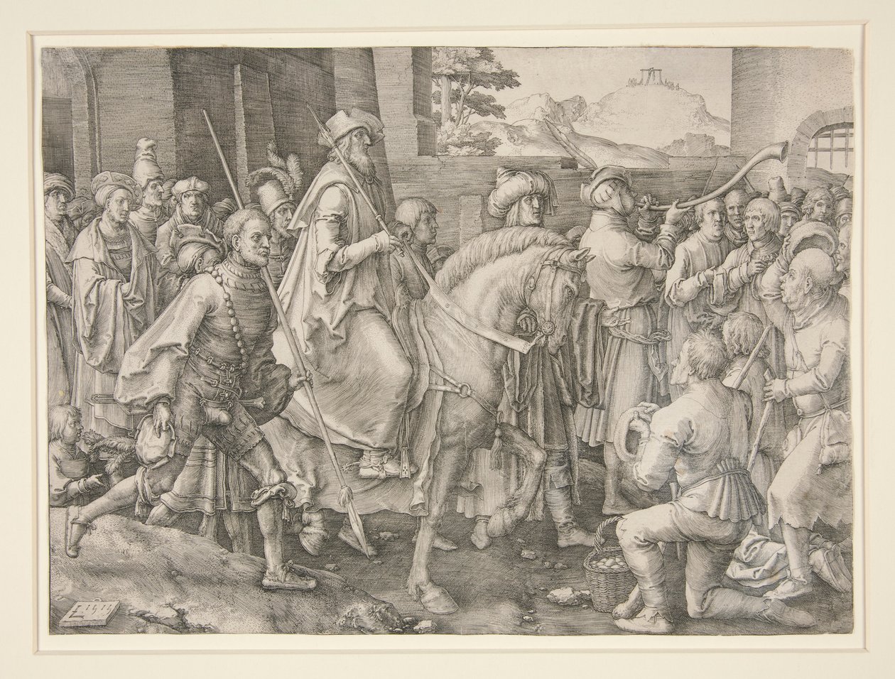 The Triumph of Mordecai, Esther 6.11 by Lucas van Leyden