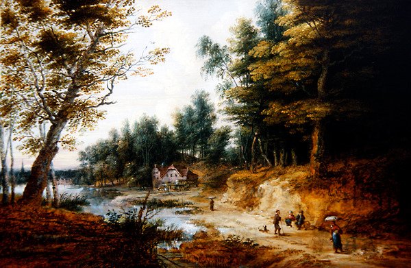 A Wooded Landscape by Lucas van Uden