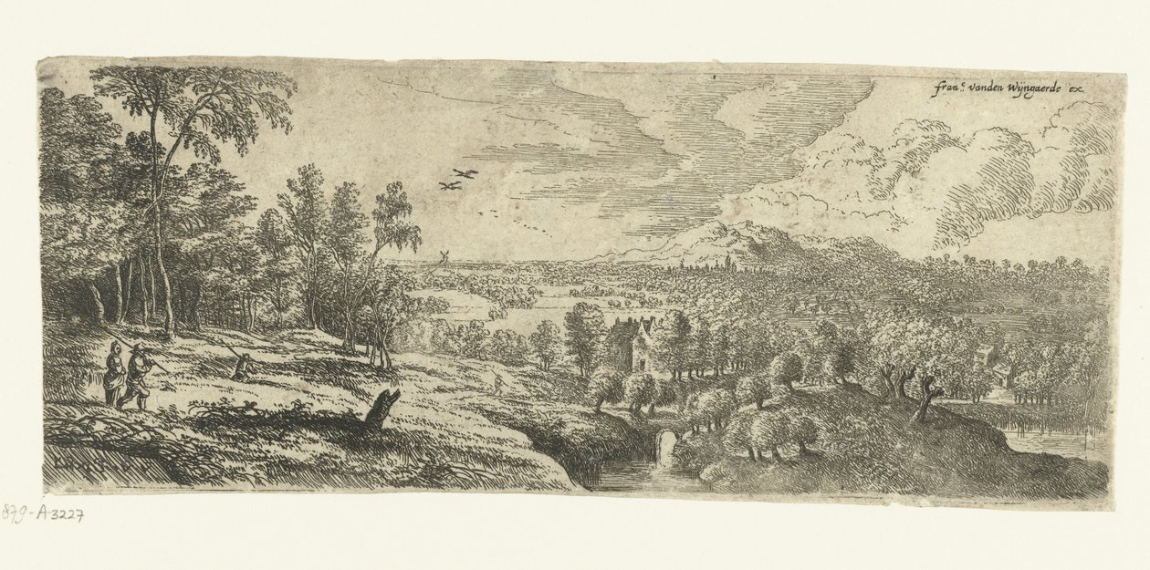 Landscape with Men Carrying Sticks (Brede landschappen) by Lucas van Uden