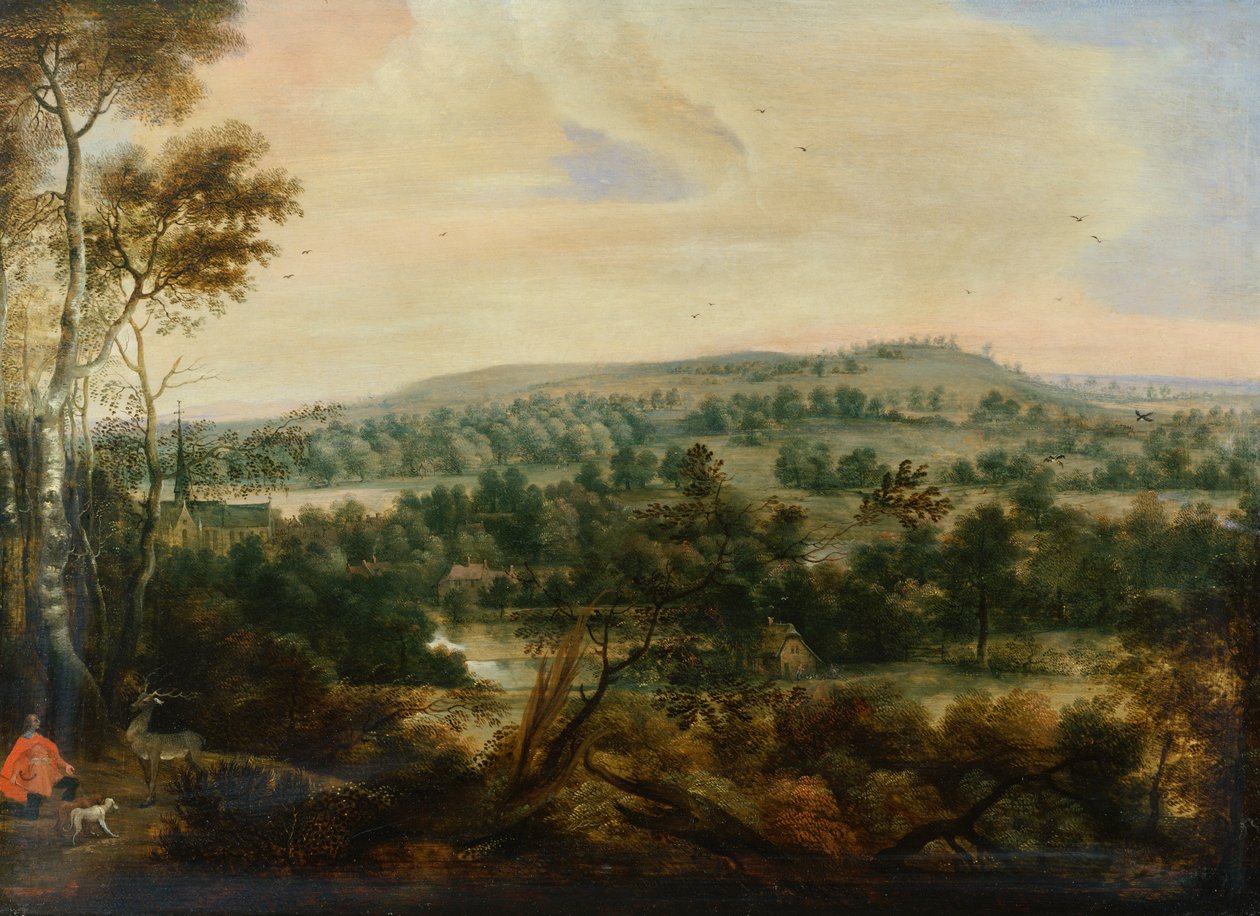 Wooded Landscape with Saint Hubert by Lucas van Uden