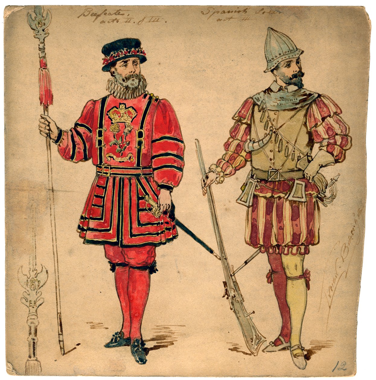 Beefeater and Spanish soldier, 19th century by Lucien Besche