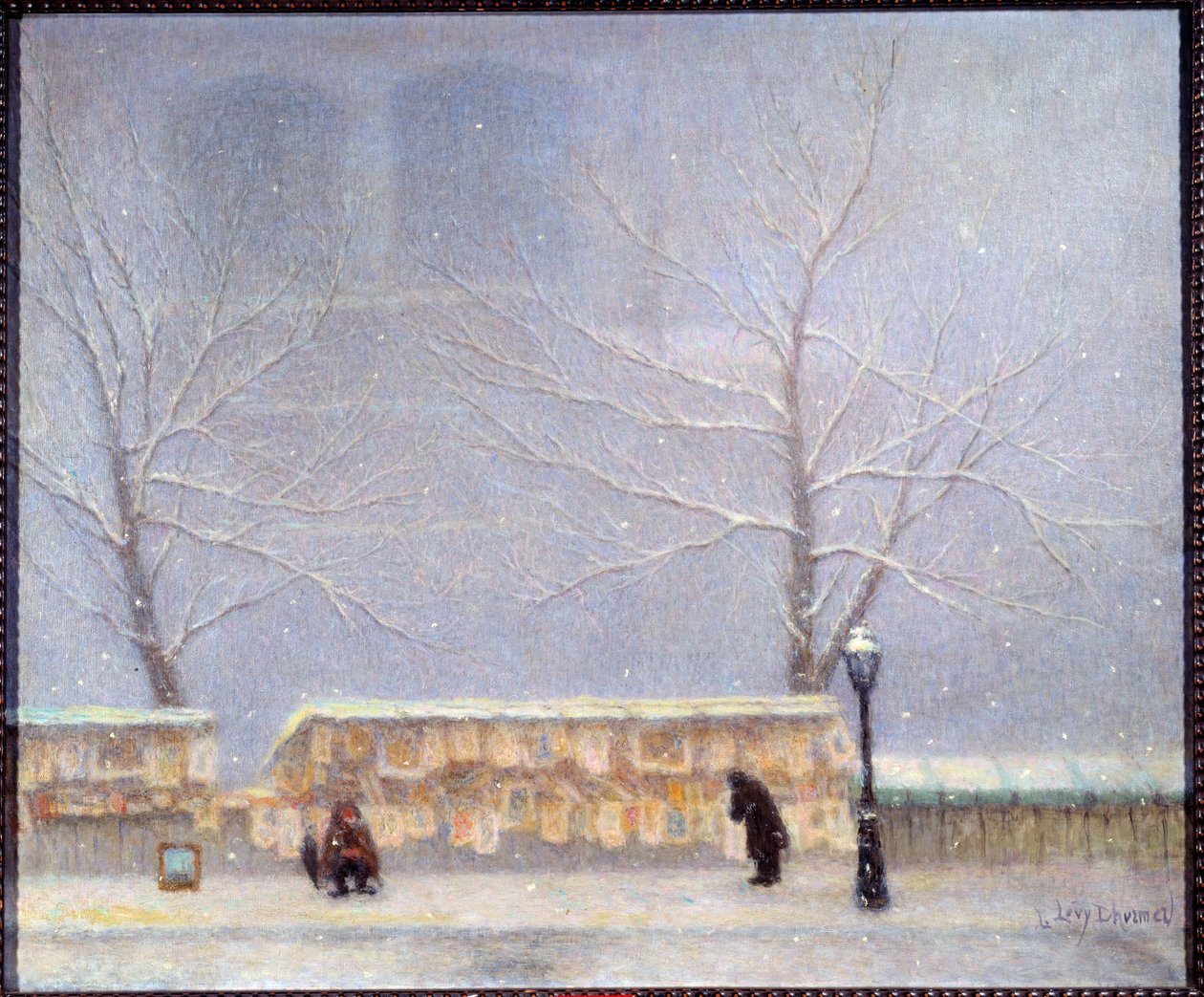 Notre Dame seen from the left bank in snowy weather by Lucien Levy Dhurmer