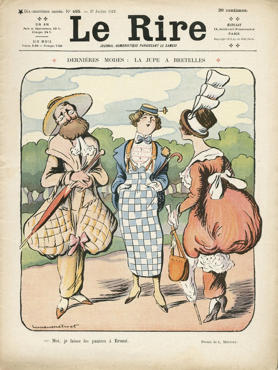 Illustration in Le Rire, 27/07/12 - Latest Fashion (engraving) by Lucien Metivet
