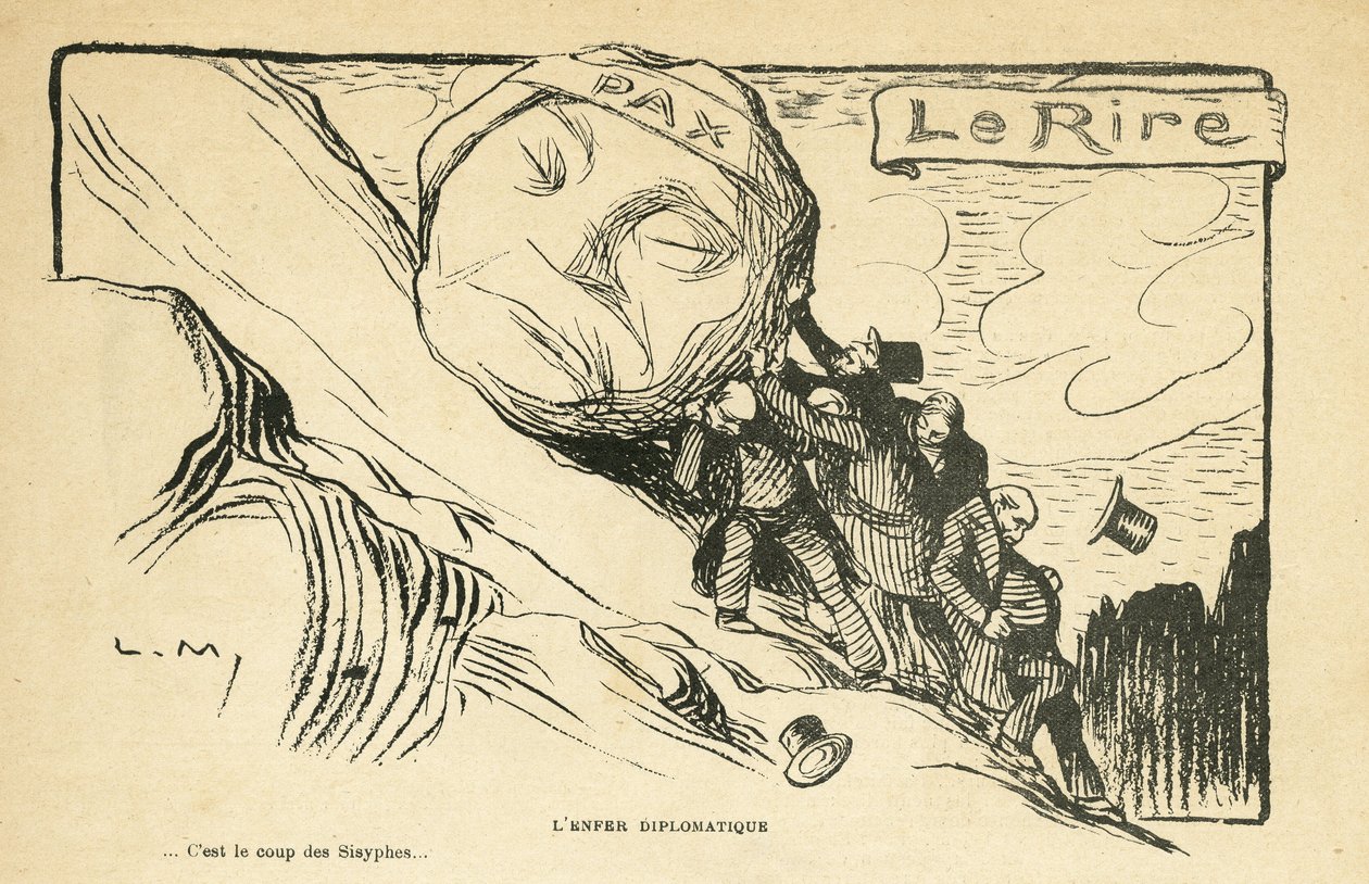 Illustration in Le Rire, 28/12/12 - diplomatic hell - War 14-18 (engraving) by Lucien Metivet