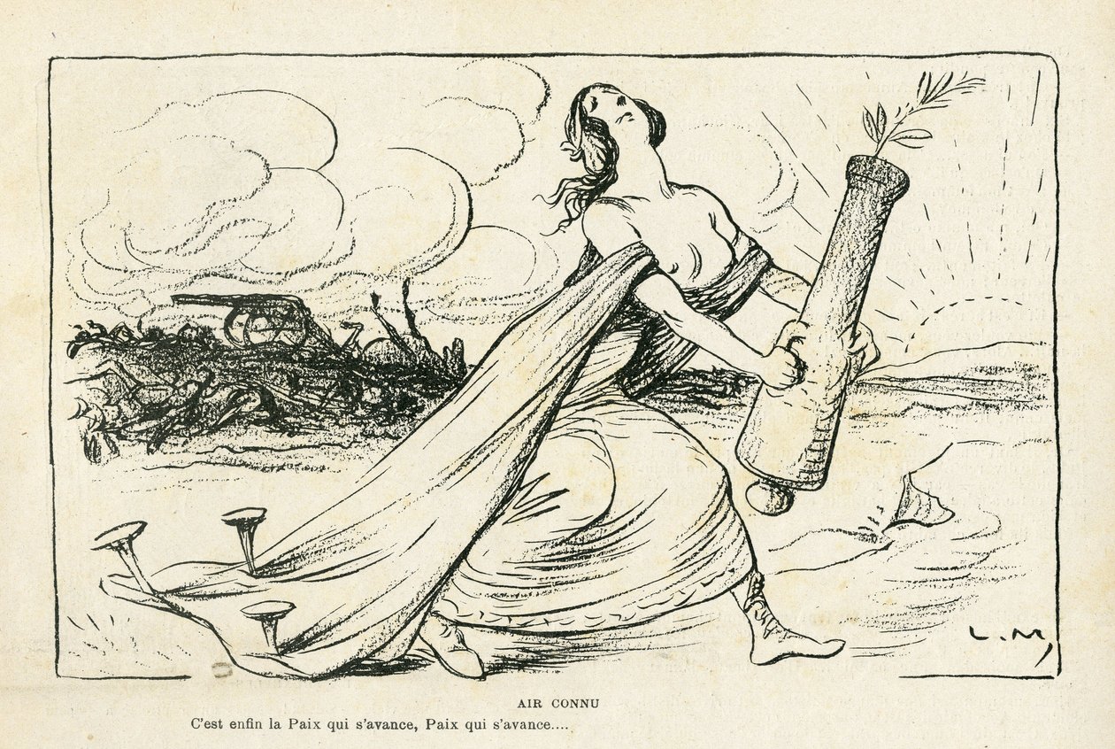 Illustration in Le Rire, 03/05/13 - Familiar Air - Balkans, Guns, Shells, Peace, First World War by Lucien Metivet