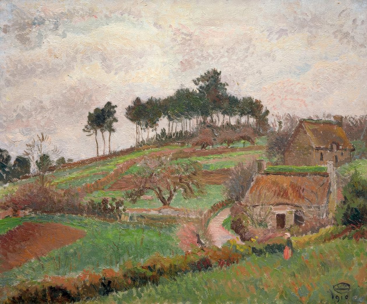 Brittany Cottages, Riec by Lucien Pissarro