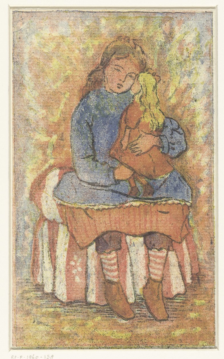 Girl with Doll by Lucien Pissarro