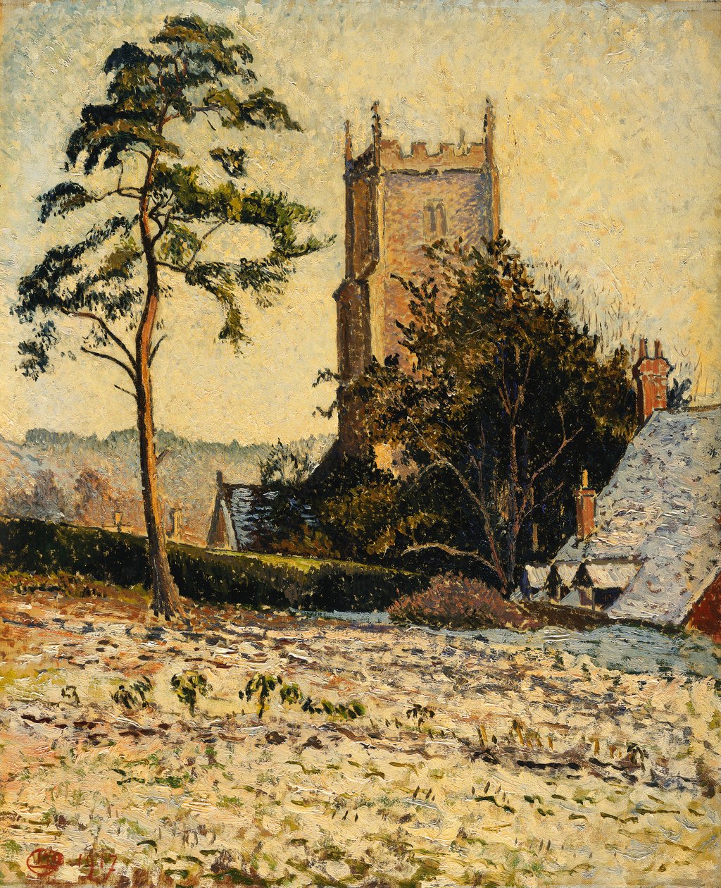 The Church at East Knoyle, Thaw by Lucien Pissarro