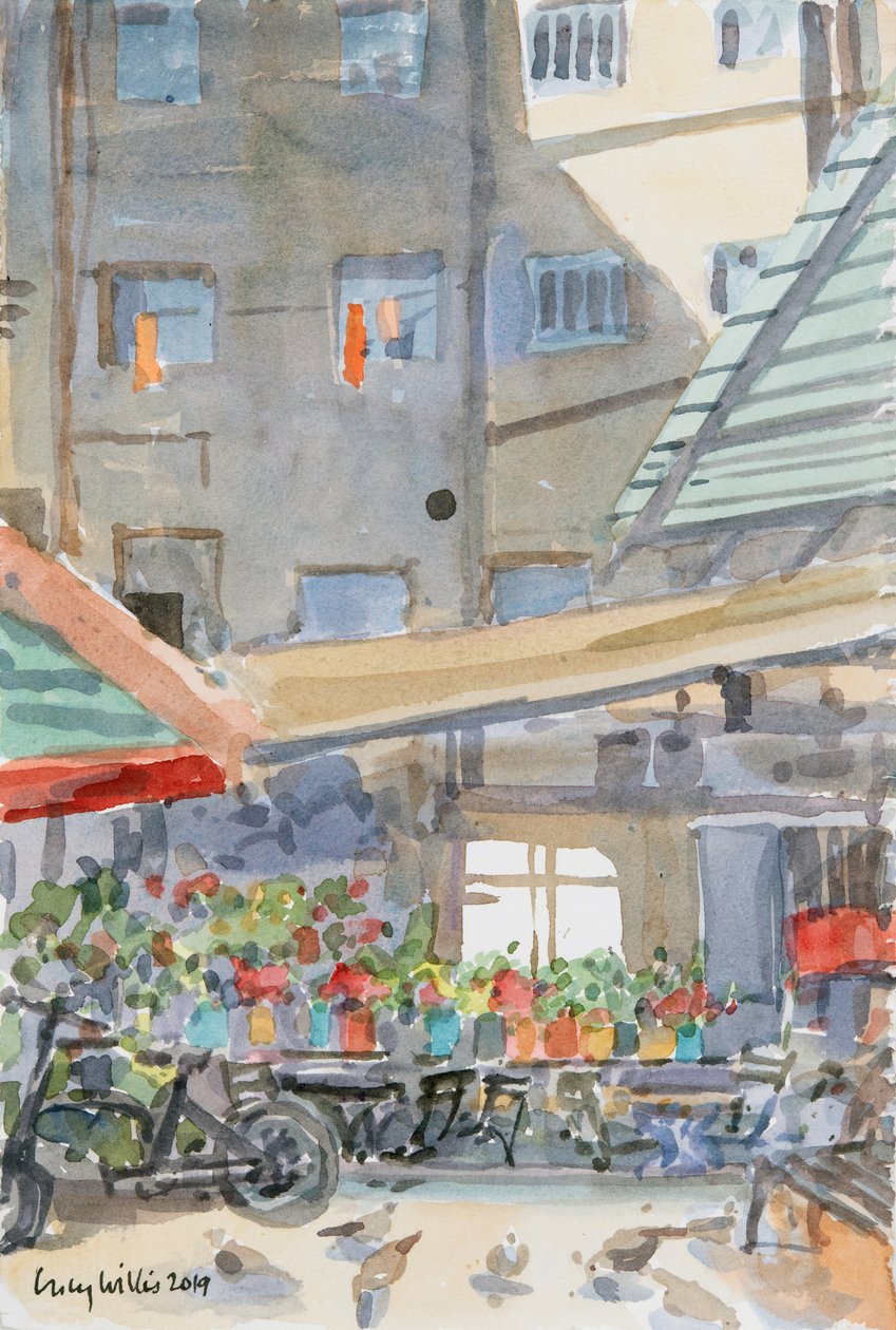 Orange Dusters Drying, Mahane Yehuda, Jerusalem by Lucy Willis