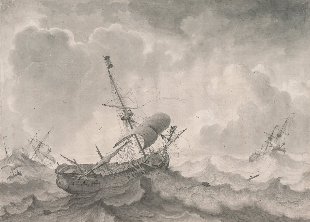 Ships on a Stormy Sea by Ludolf Bakhuizen