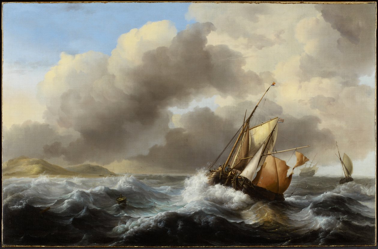 Fishing Vessels Offshore in a Heavy Sea, 1864 by Ludolf Backhuysen