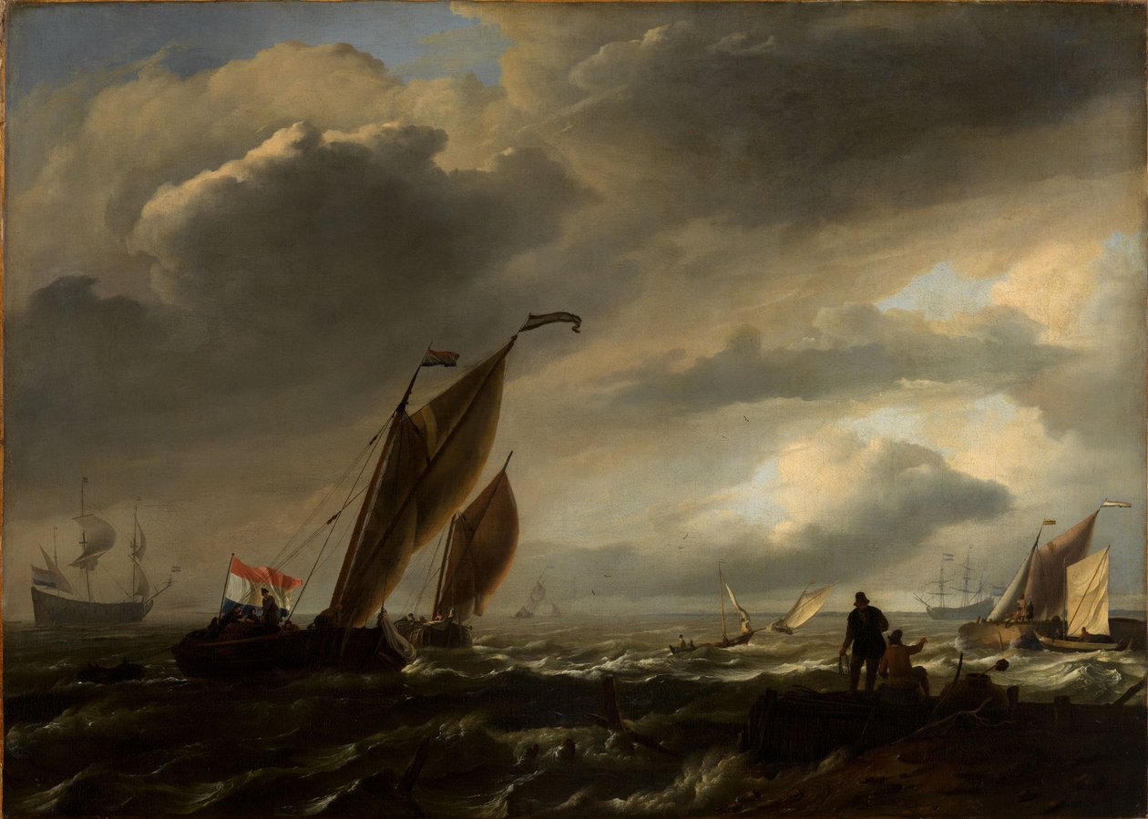 Slightly Agitated Sea with Ships by Ludolf Backhuysen