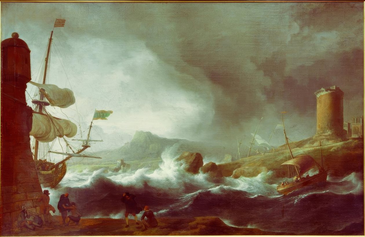 Stormy Sea on Rocky Coast by Ludolf Backhuysen