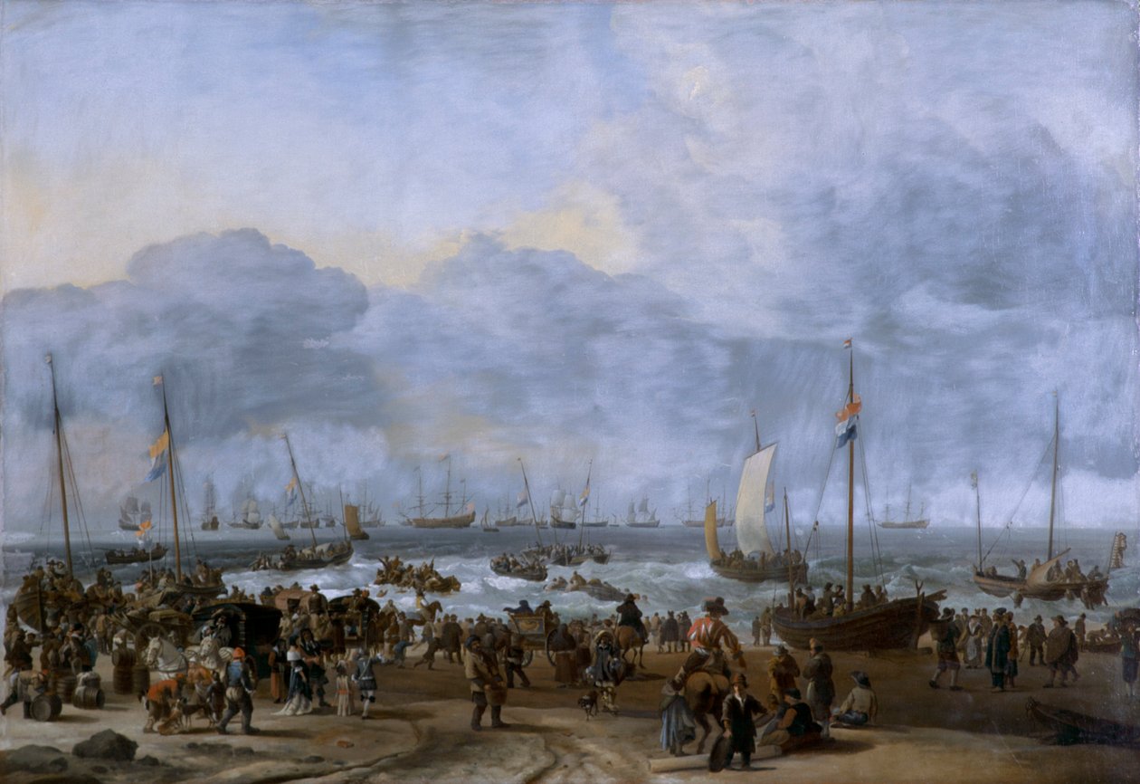 Landing of William of Orange at Scheveningen, 17th century by Ludolf Backhuysen I
