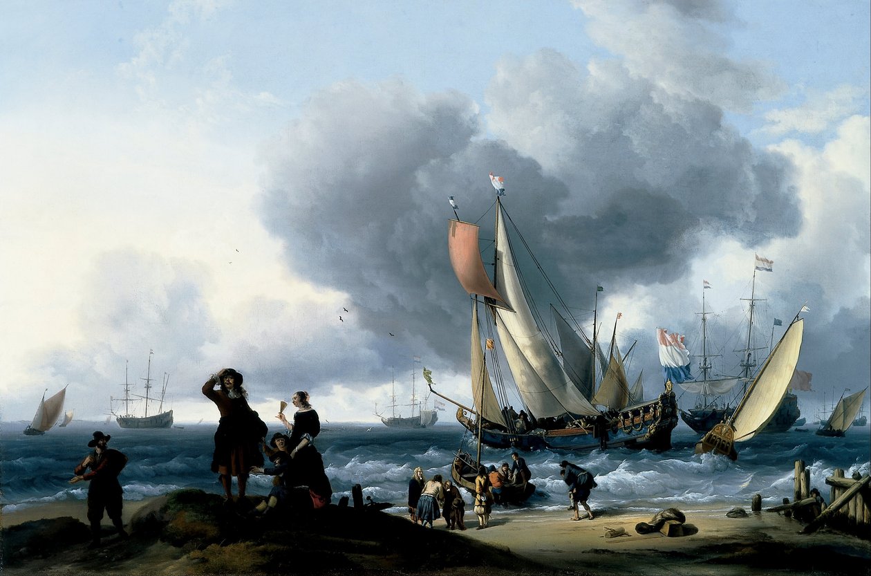 Dutchmen Embarking onto a Yacht by Ludolf Bakhuizen
