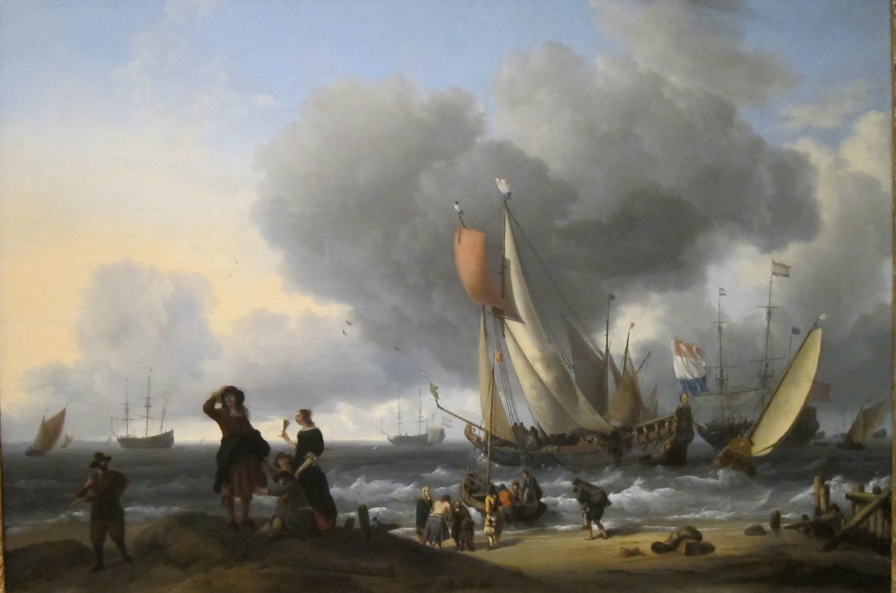 Dutchmen Embarking onto a Yacht by Ludolf Bakhuizen