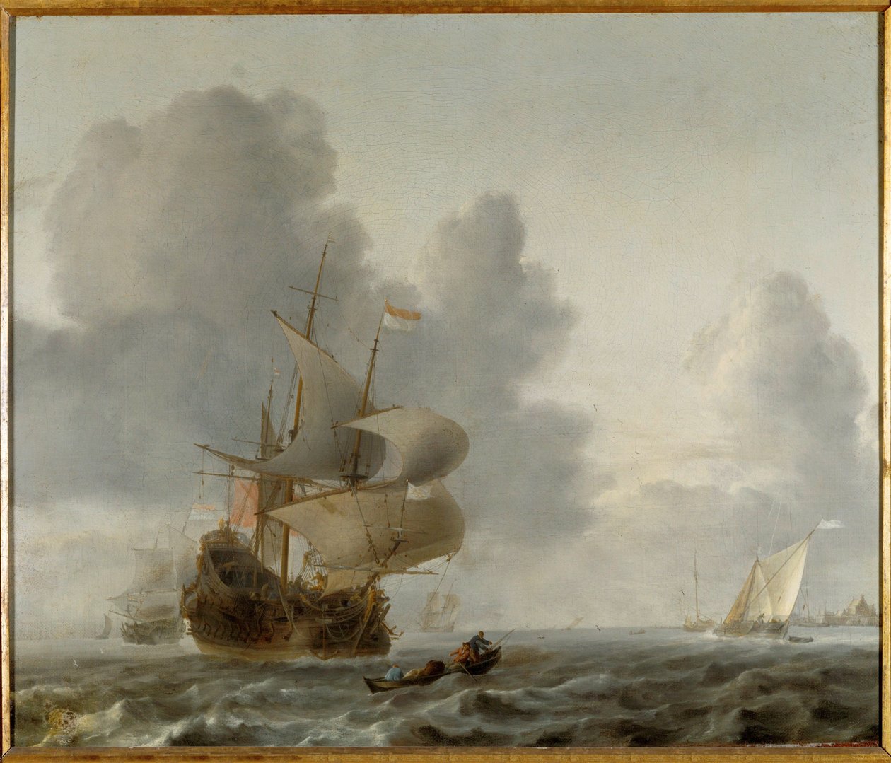 Warships and Smaller Ships in a Breeze by Ludolf I Backhuyzen