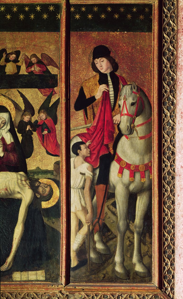 St. Martin, left hand panel from a triptych depicting Pieta between St. Martin and St. Catherine, 1475 (detail) by Ludovico Brea
