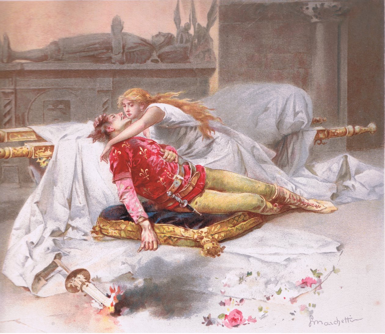 Go get thee hence for I will not away, illustration from Romeo and Juliet by Ludovico Marchetti