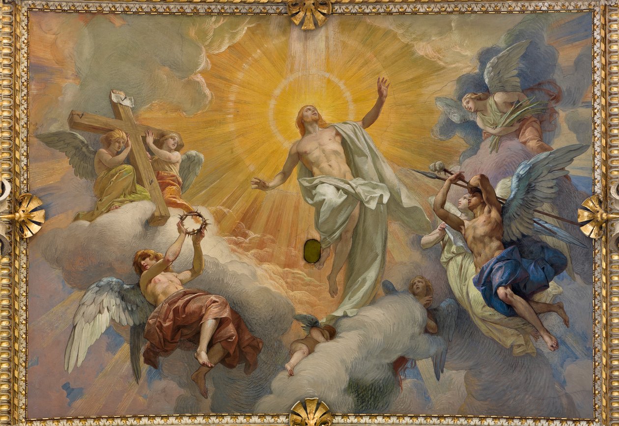Cybo chapel (northern arm of the transept), vault: Resurrection of Jesus Christ by Ludovico Pogliaghi
