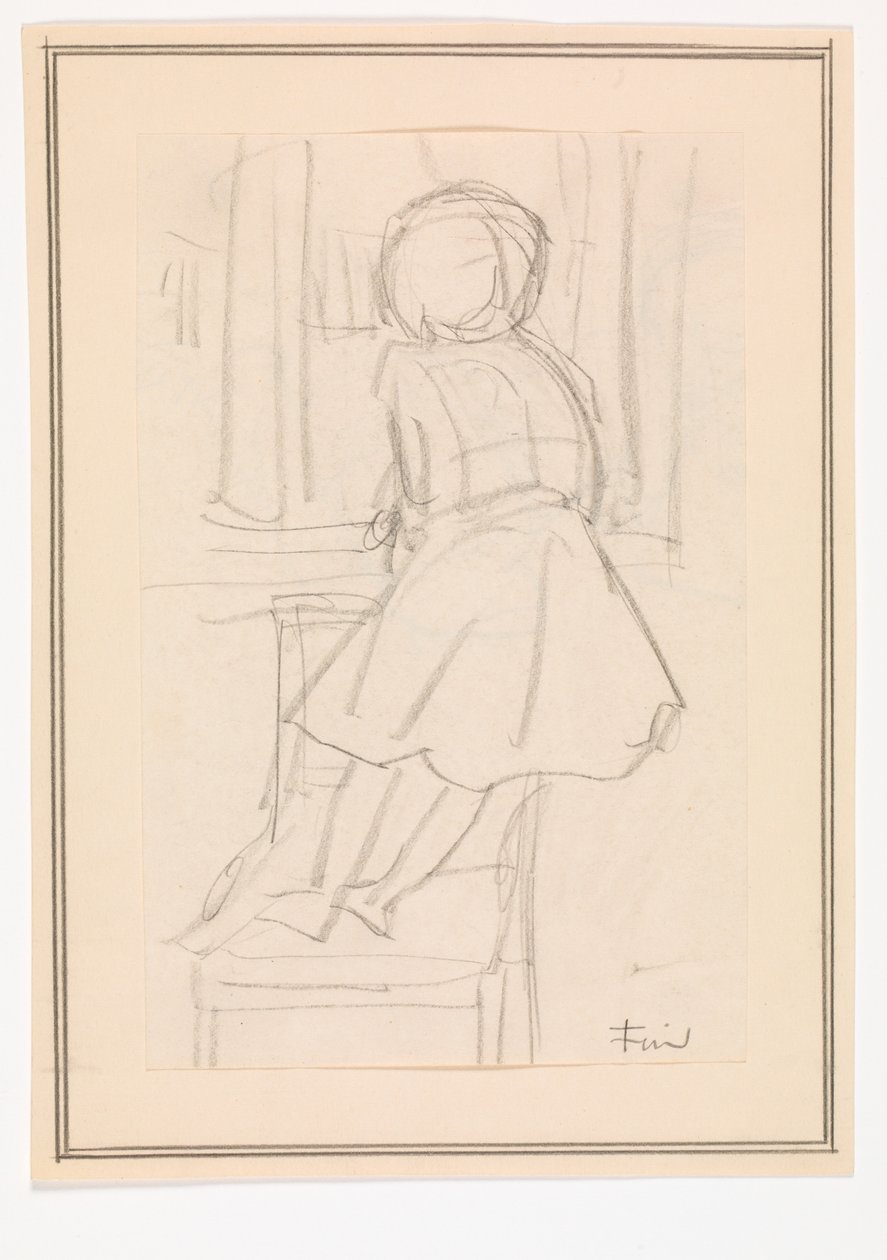 Little Girl Standing on a Chair and Looking Out of a Window by Ludvig Find