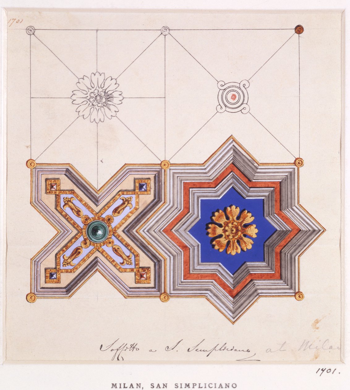 Ceiling decorations from San Simpliciano, Milan by Ludwig Gruner