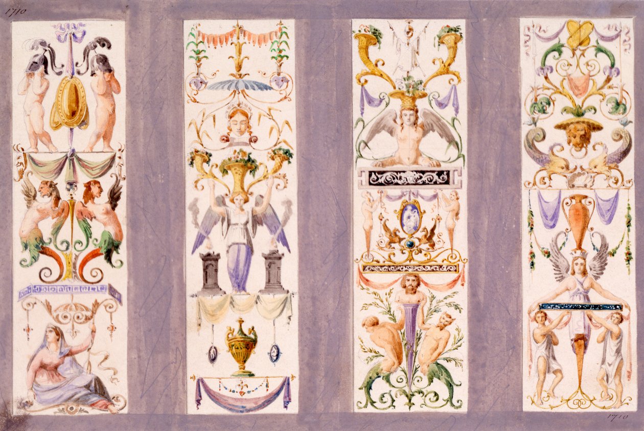 Four arabesque panels from the Scala del Palazzo Ducale, Venice by Ludwig Gruner