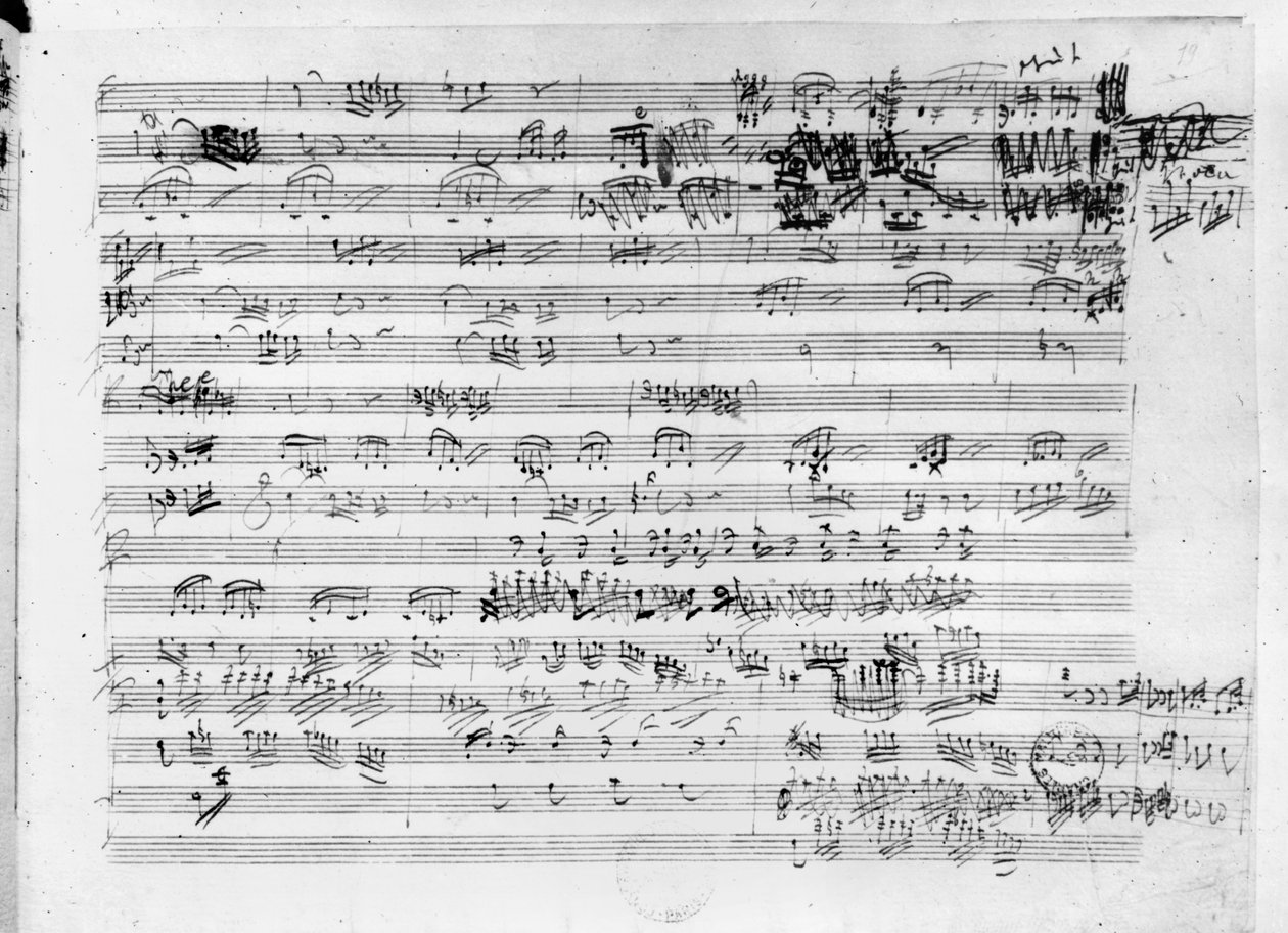 Autograph score sheet for the Trio in E-flat major, Opus 3 by Ludwig van Beethoven