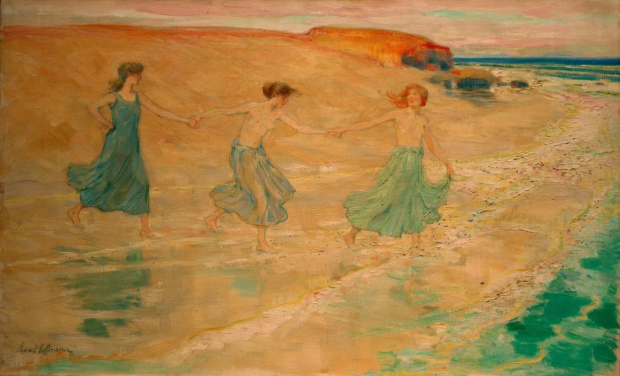Three Girls on the Beach by Ludwig von Hofmann