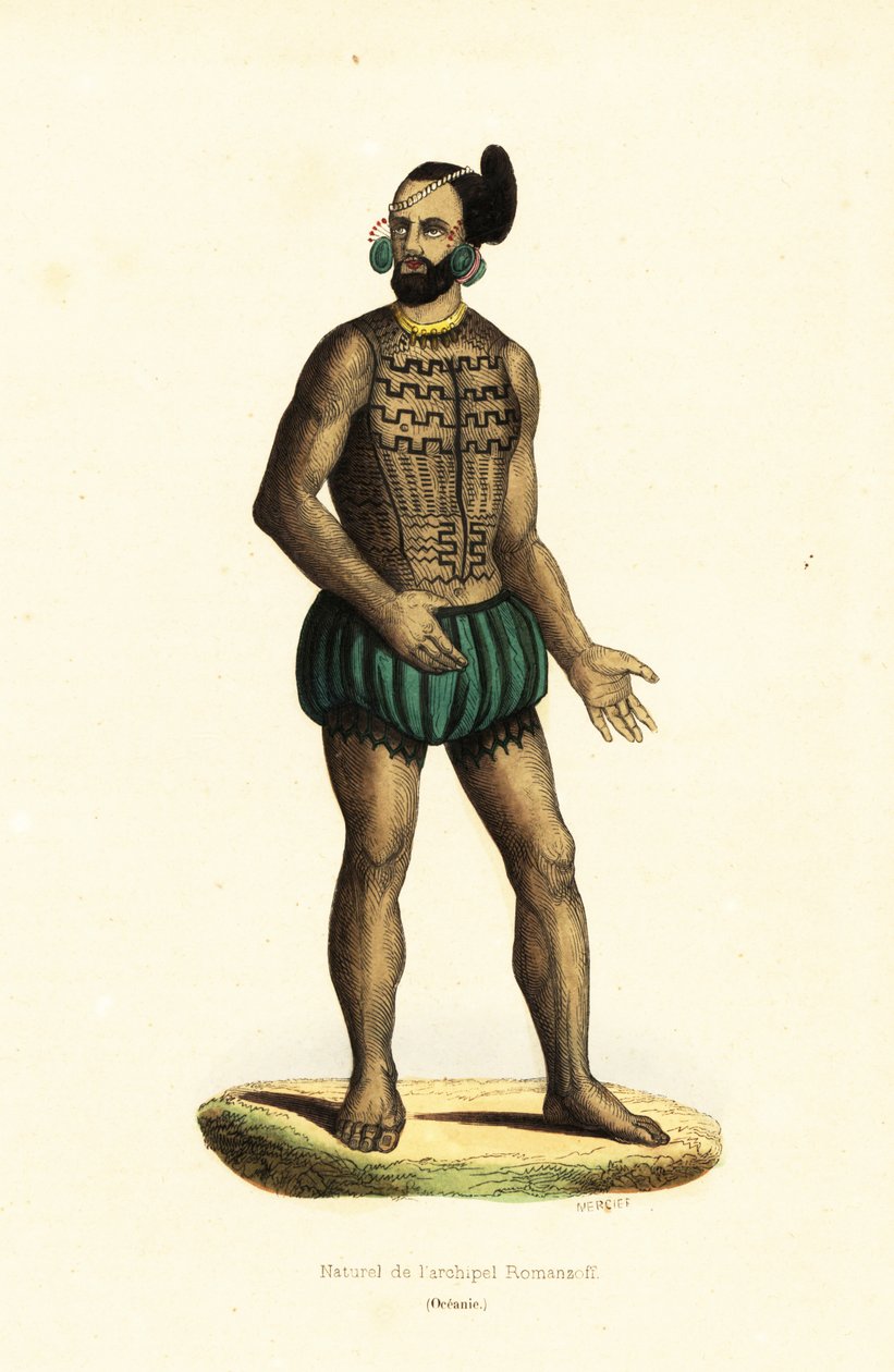 Native Man of Tikei Island, Tuamotu Group, French Polynesia by Ludwig Choris