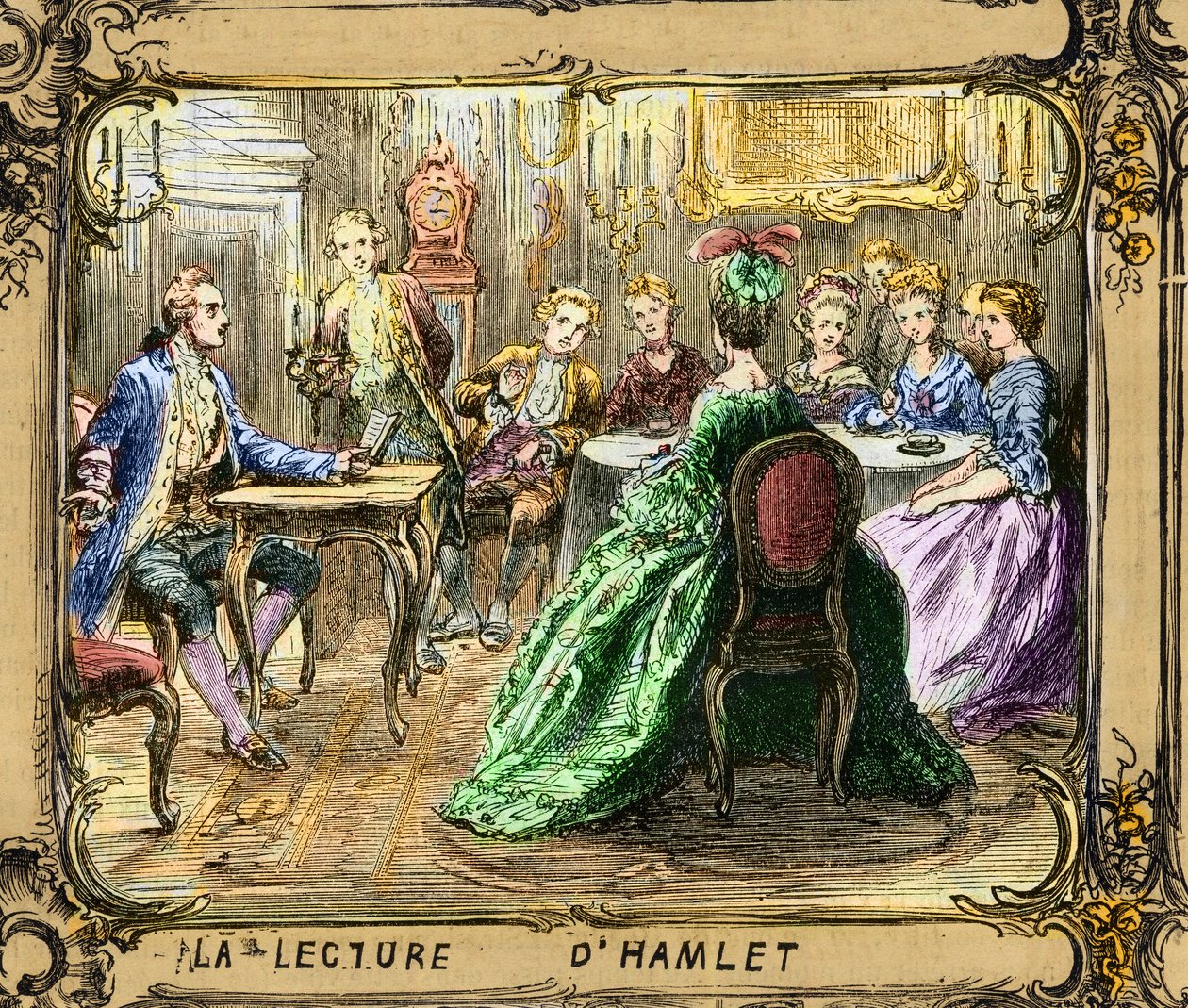 Reading of Hamlet - Johann Wolfgang von Goethe in Strasbourg 1770 - engraving after Ludwig Pietsch by Ludwig (after) Pietsch