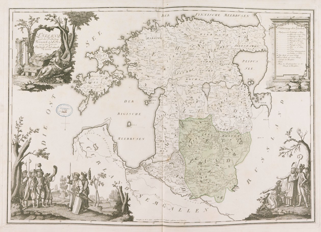 General map of Estonia and Latvia. Atlas de la Livonie, 1798 by Ludwig August von Mellin