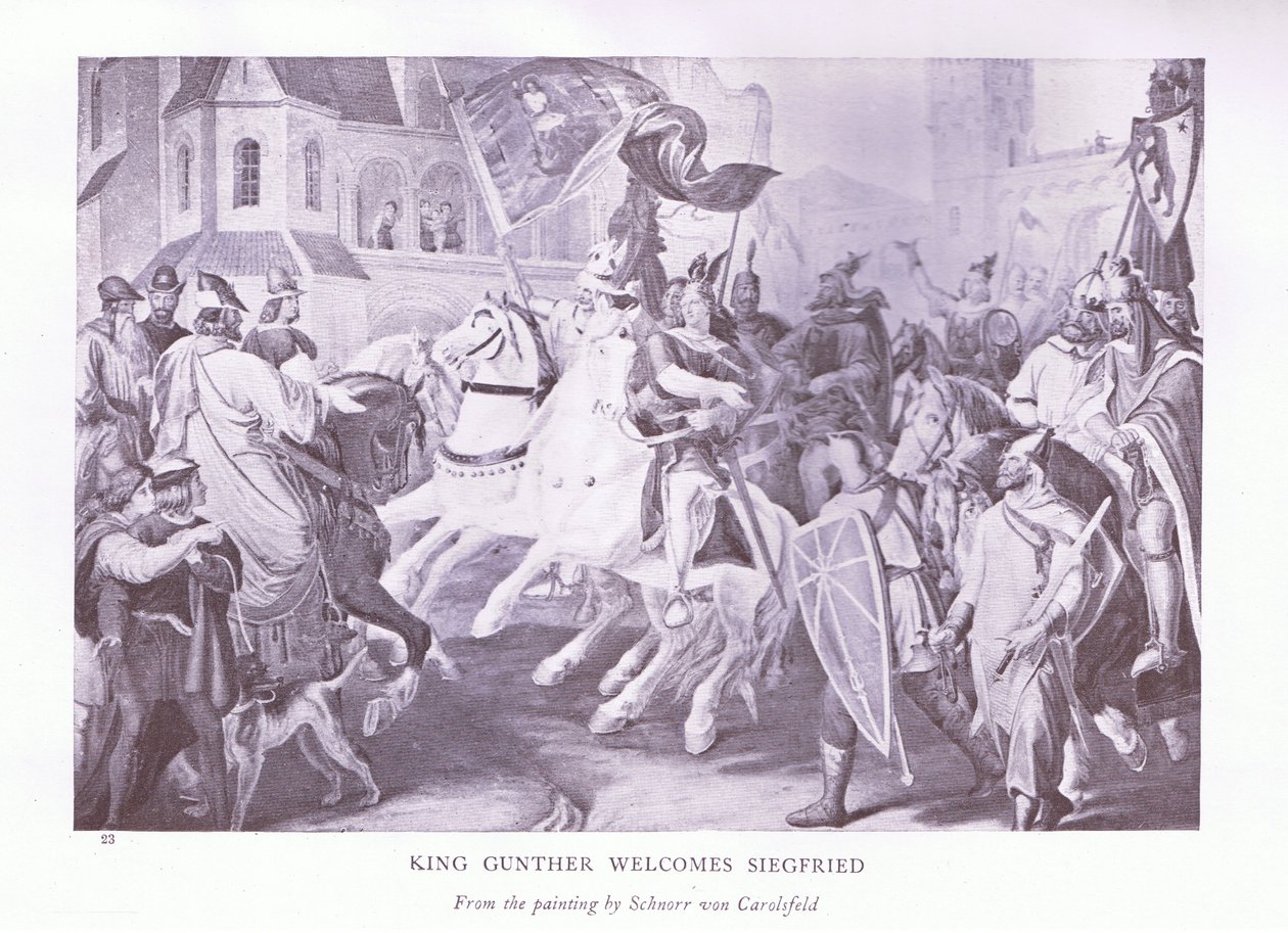 King Gunther Welcomes Siegfried by Ludwig Ferdinand Schnorr von Carolsfeld