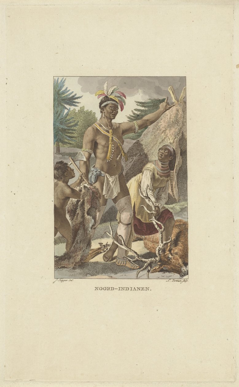 Iroquois family in front of tipi (North Indians) by Ludwig Gottlieb Portman