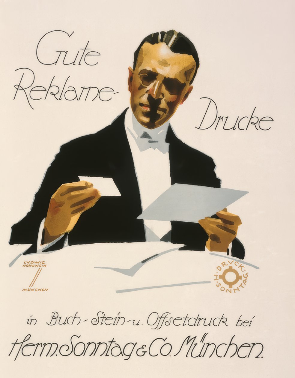 Good Advertising Prints at Herm. Sonntag and Co. Munich by Ludwig Hohlwein