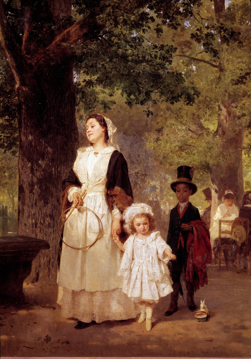 The Walk to the Tuileries Garden by Louis Knaus by Ludwig Knaus