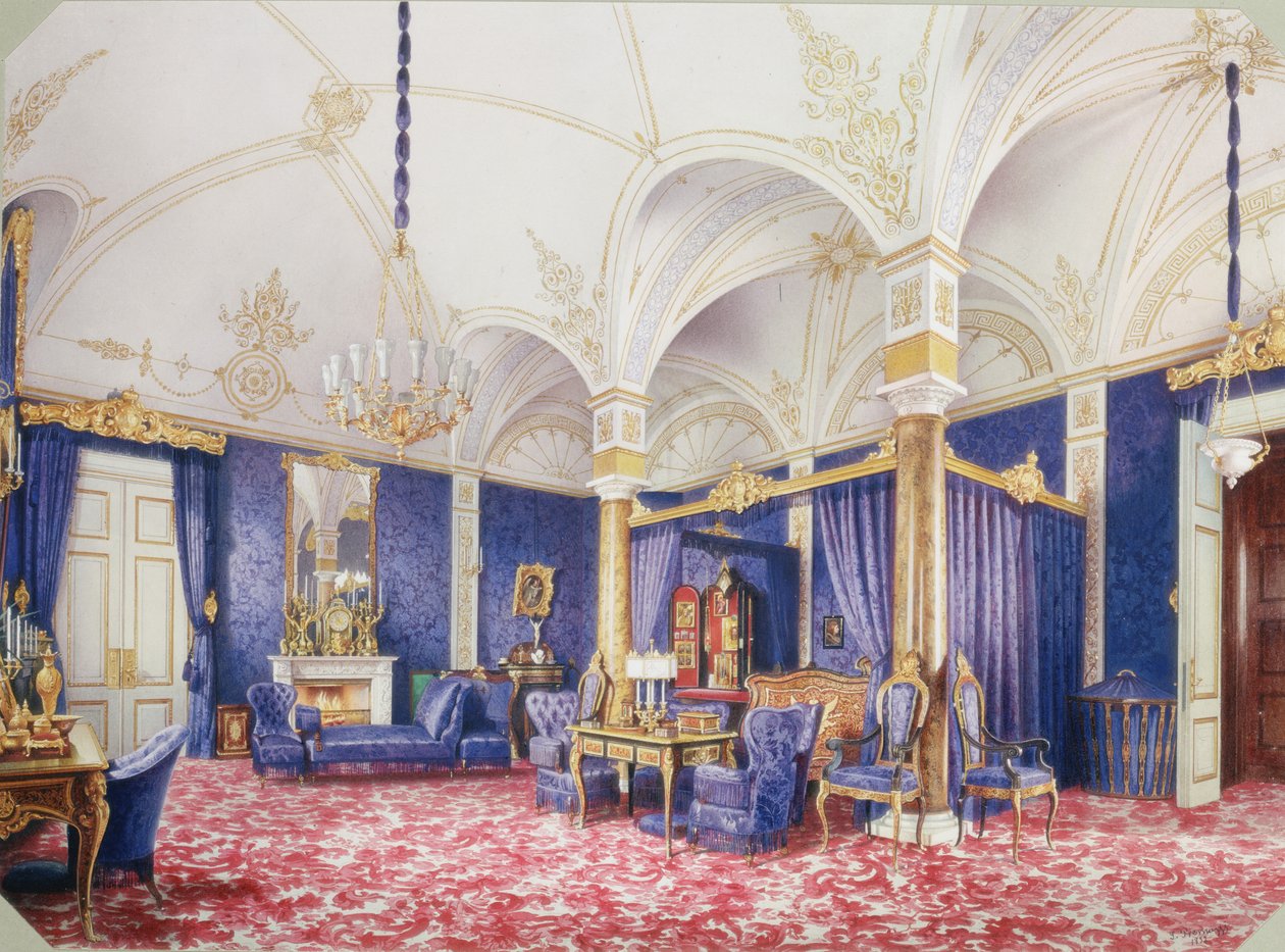 Interiors of the Winter Palace: The Bedchamber of Empress Maria Alexandrovna by Ludwig Premazzi